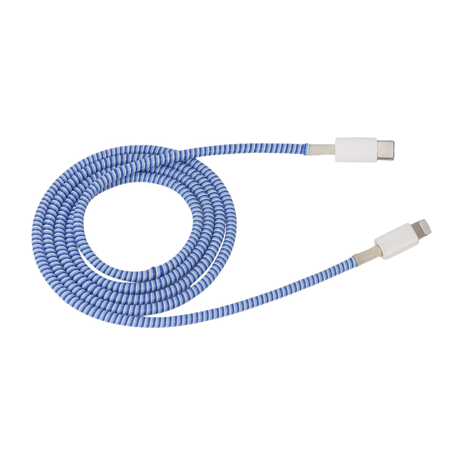 FLORICAN Full Size 1.4 Meter (Pack of 1) Spiral Cable Protector Suitable for All iPhone/Android Mobile Charging Cables (Blue)