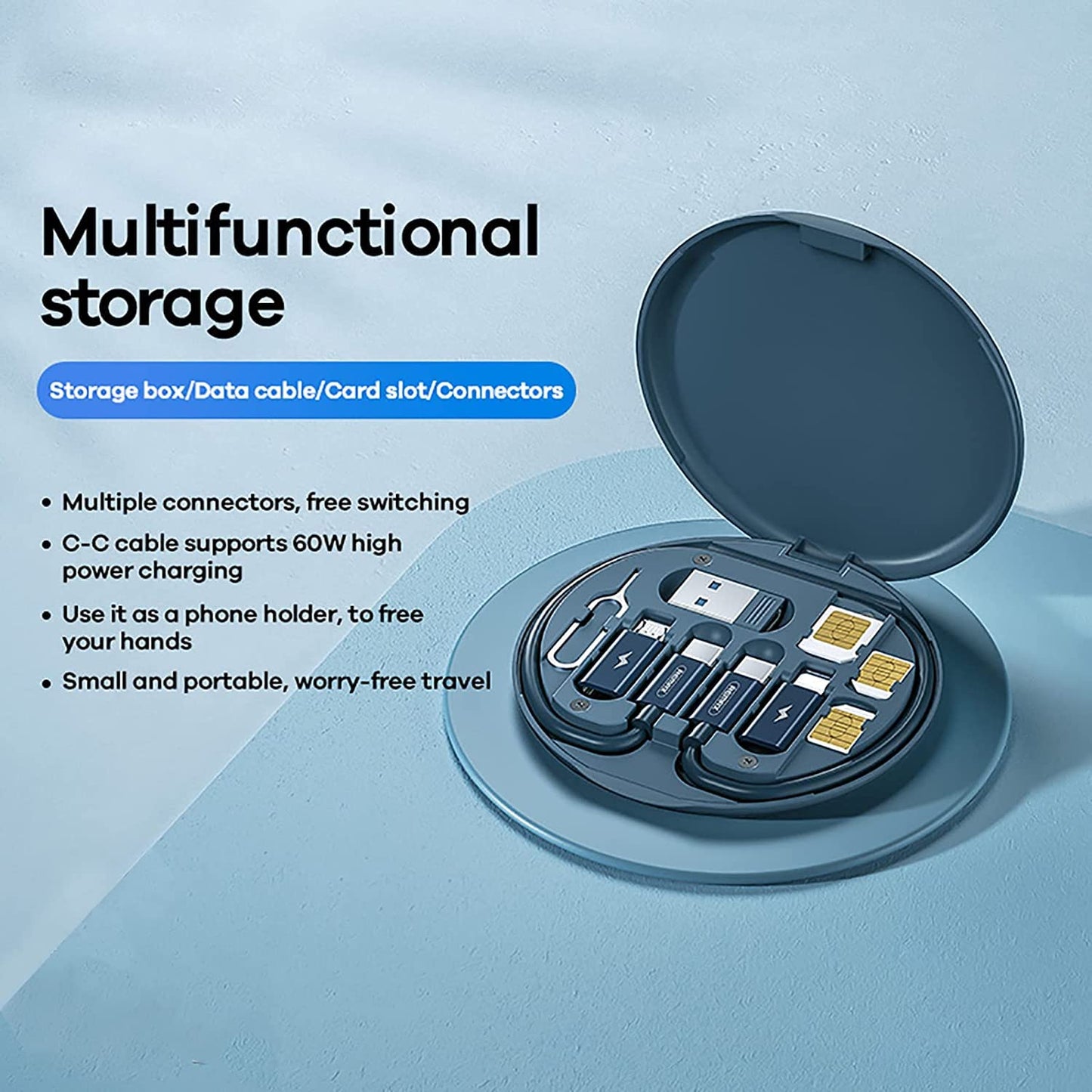 Data Cable Set Storage Box - Mobile Phone Holder