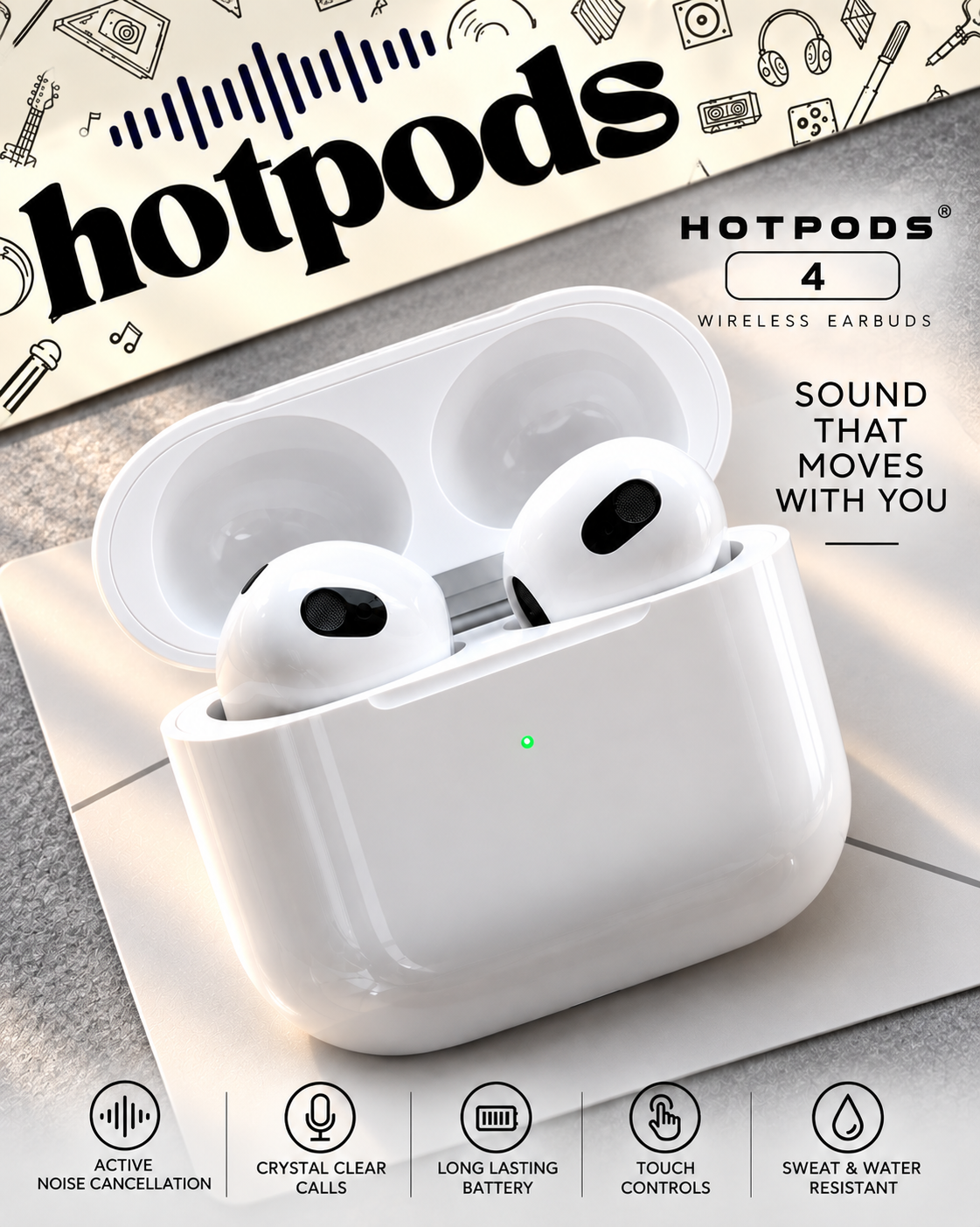 Hotpods 4 (ANC + GPS Edition)