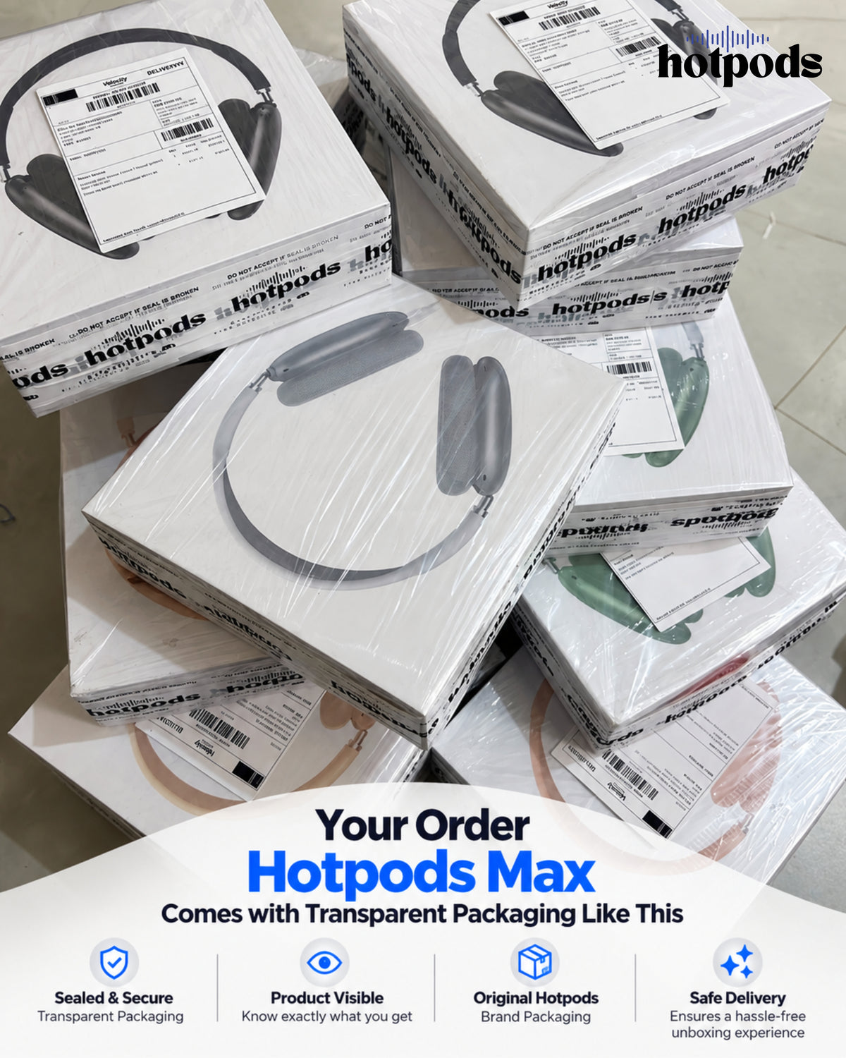 Hotpods Max (Noise Control + Popup Sensor) Black