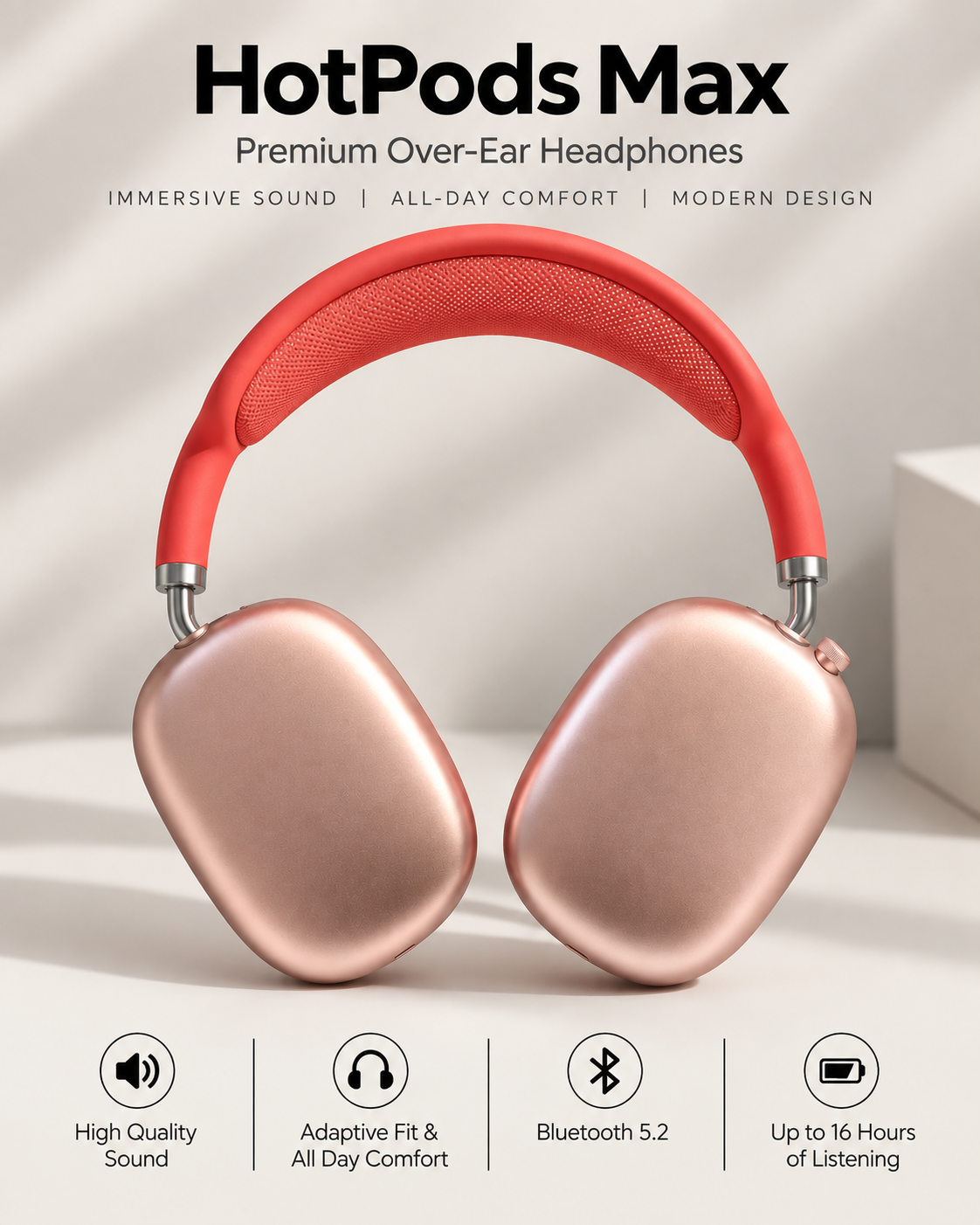 Hotpods Max (Noise Control + Popup Sensor) Red