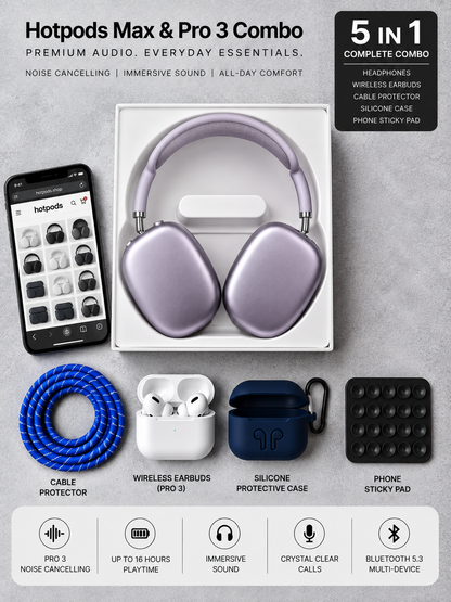 Hotpods Max & Pro 3 Combo - Purple (Noise Control + Popup Sensor)